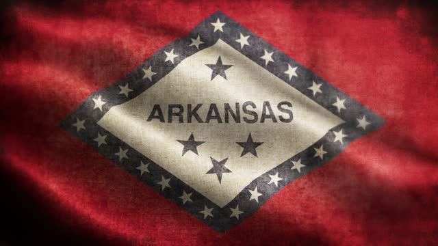 American State Closeup of grunge Arkansas waving flag loopable stock video