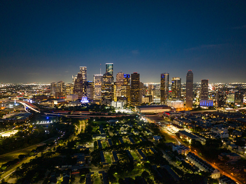 City scape of Houston TX at night
