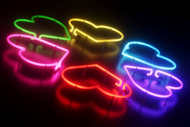 istock Glowing 3D Rendered Colorful Neon Heart In Circular Pattern Over Black Background 1629984803