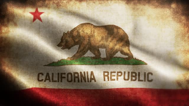 American State Closeup of grunge California waving flag loopable stock video