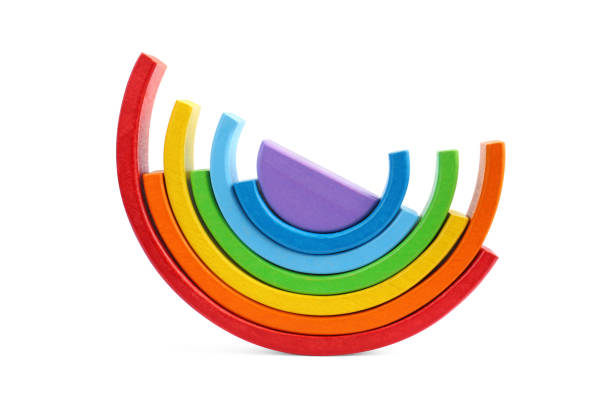 istock One colorful rainbow isolated on white. Children's toy 1629987973