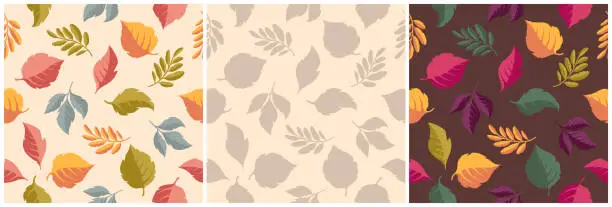 Vector illustration of Autumn seamless pattern with leaves. Vector seasonal patterns