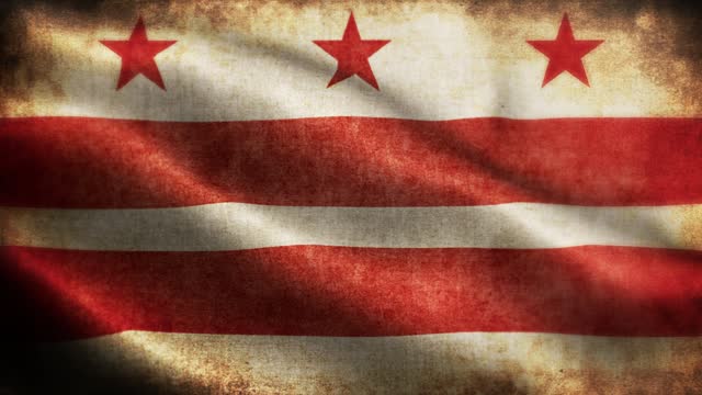 American State Closeup of grunge Washington, D.C. waving flag loopable stock video