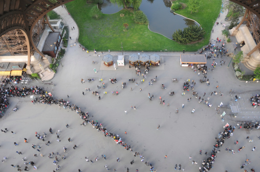 People in line to visit the Eiffel Tower