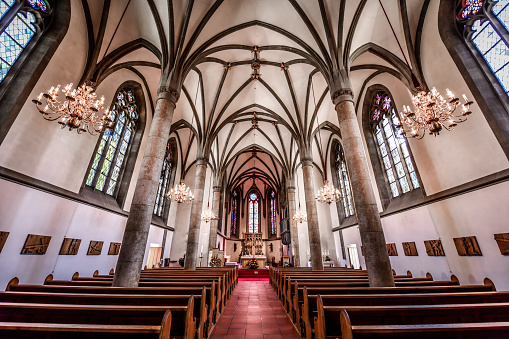 Religious Tranquility Inside St. Florin Cathedral In Vaduz, Liechtenstein