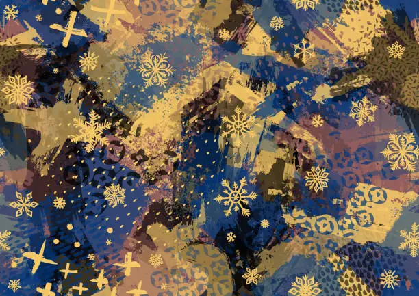 Vector illustration of Seamless gold Christmas snowflake pattern wallpaper