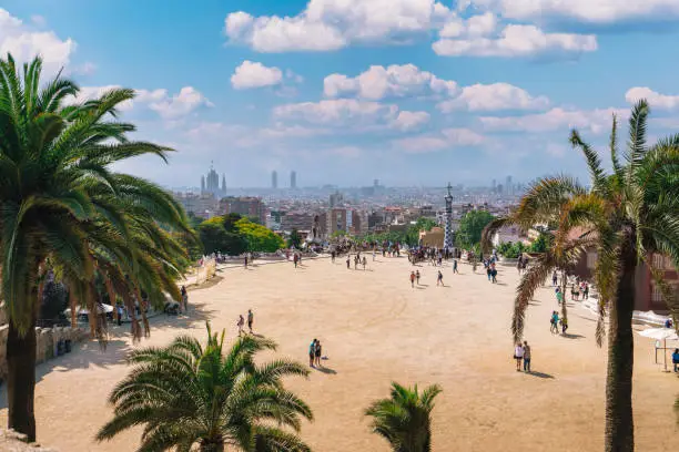 The Nature Square of Parc Guell in Barcelona Spain