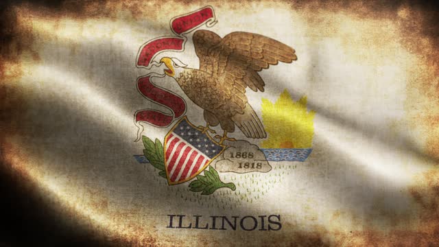 American State Closeup of grunge Illinois waving flag loopable stock video