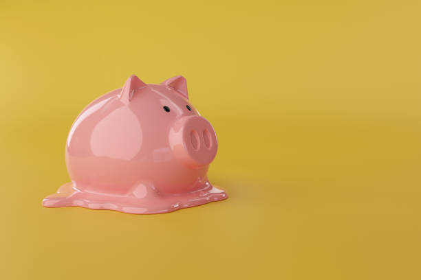 istock Melted piggy bank with copy space. 3d illustration. 1630100941