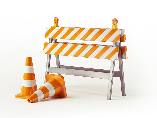 Under construction signs for the public stock photo