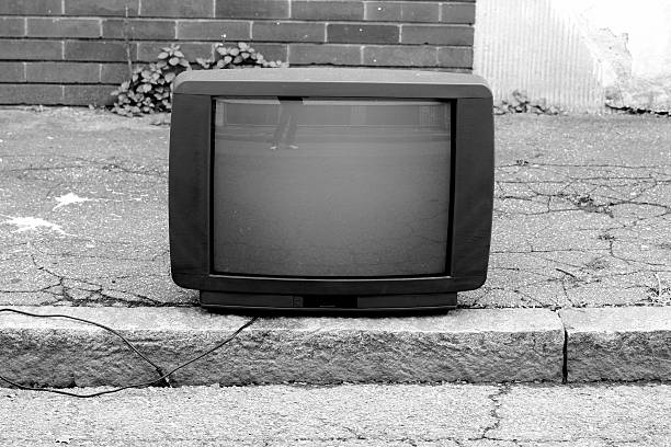 istock Black and white TV on a street 163015011