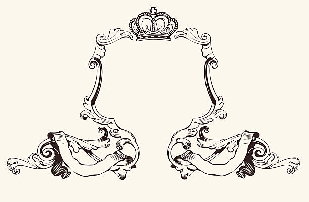 Elegante cornice reale con corona - illustrazione arte vettoriale