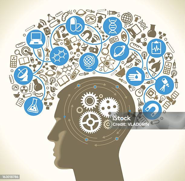 Vetores de Cabeça Humana Ícones Da Ciência E Possui e mais imagens de Tempestade Cerebral - Tempestade Cerebral, Abstrato, Adulto