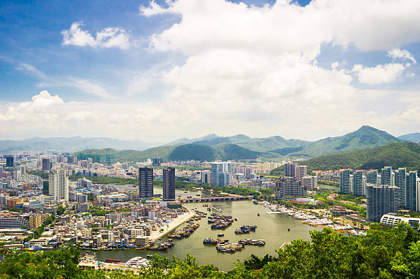 An aerial view of Sanya city, Hainan Province, China  stock photo