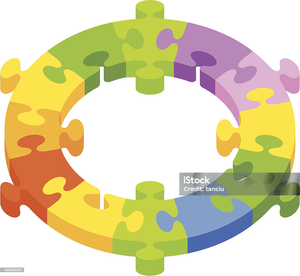 Circular puzzle avec des pièces de couleur - clipart vectoriel de Carré - Composition libre de droits