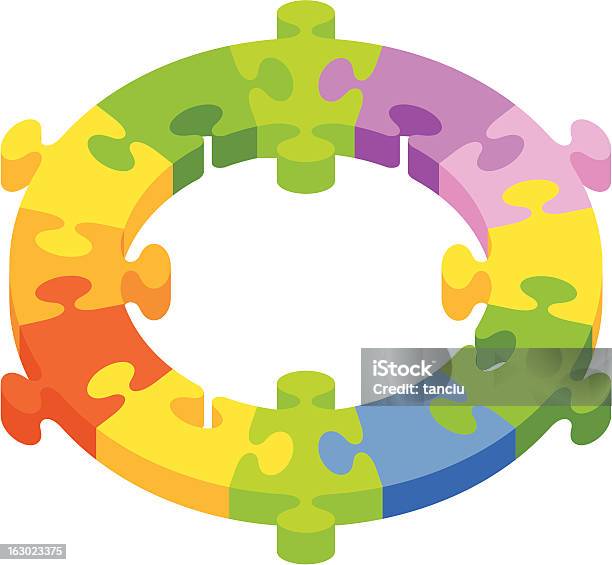 Circular Puzzle Avec Des Pièces De Couleur Vecteurs libres de droits et plus d'images vectorielles de Carré - Composition - Carré - Composition, Carré - Forme bidimensionnelle, Cercle