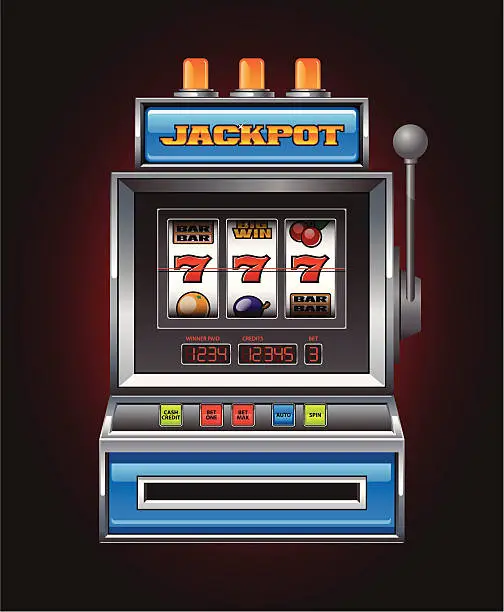 Vector illustration of Blue Slot Machine
