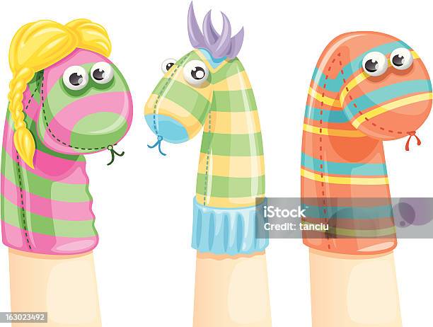 Engraçado Colorido E Meia Puppets - Arte vetorial de stock e mais imagens de Fantoche - Fantoche, Espetáculo de Marionetas, Meia - Peça de roupa