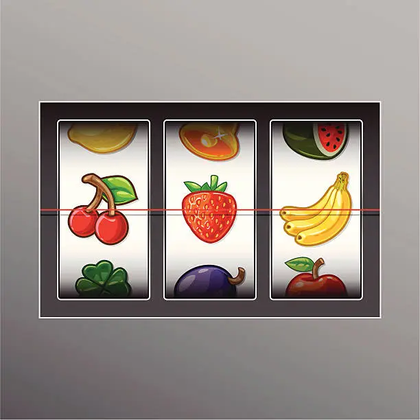 Vector illustration of Gambling slots fruit machine to win money