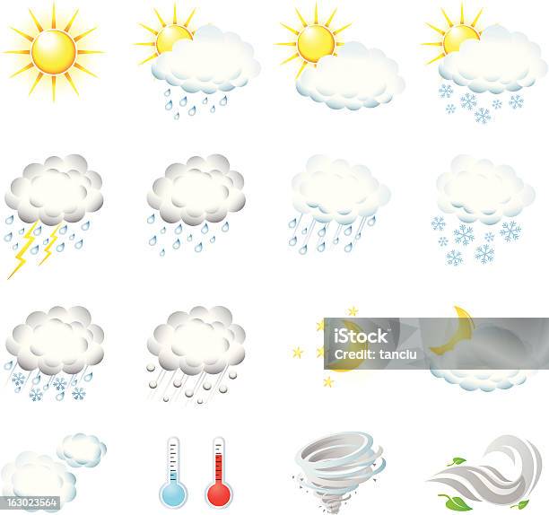 Vetores de Ícones De Meteorologia e mais imagens de Calor - Calor, Chuva, Clima