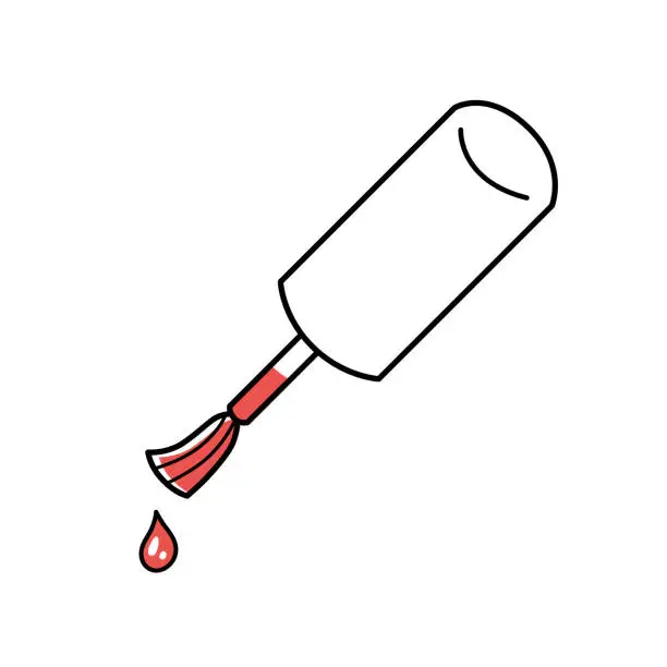 Vector illustration of Red nail polish brush