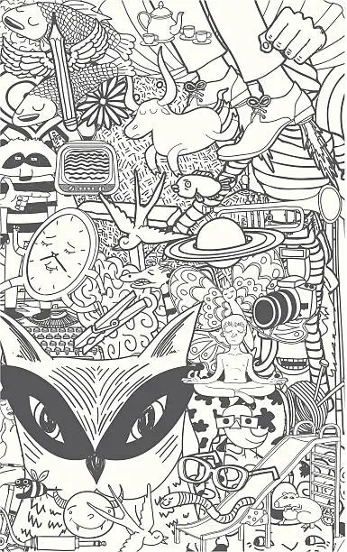 Vector illustration of Set of Doodles Background