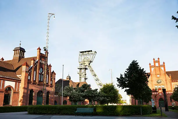building and shaft tower of former coal mine Zeche Zollern in Dortmund, Germany