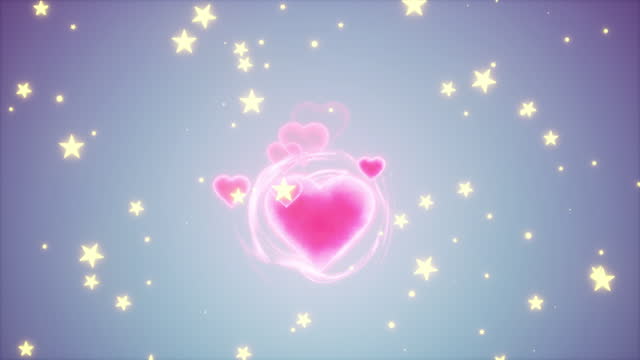 Abstract Love Hearts on Star Art Background
