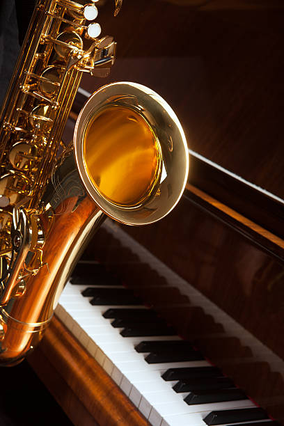 Sax Grand piano and tenor saxophone sax arts and crafts stock pictures, royalty-free photos & images