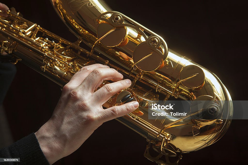 Sax Musician with tenor saxophone Musical Instrument Stock Photo