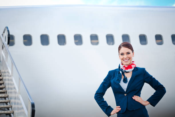 istock Beautiful air stewardess 163031072