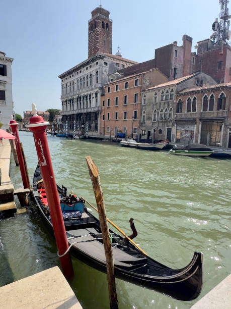 Venice - gondola and canal stock photo