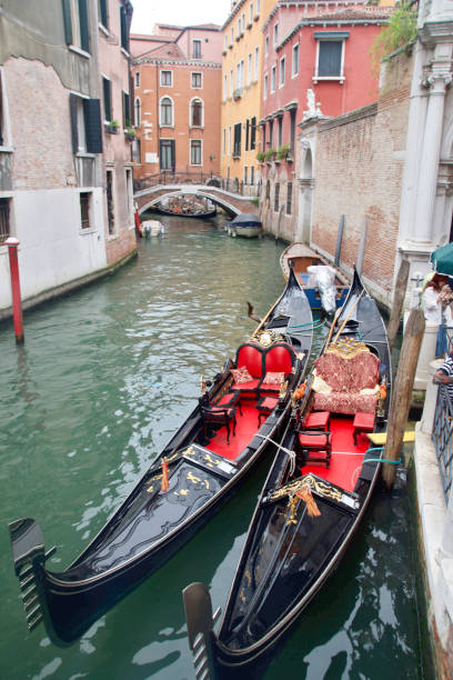 Venice - gondolas and canal stock photo