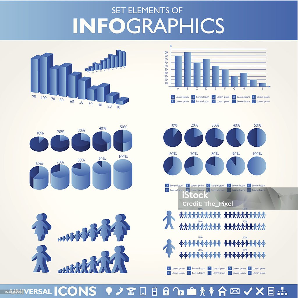 Infografica blu.  set di icone universale - arte vettoriale royalty-free di Affari