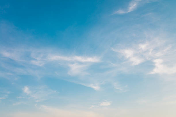 blue sky background with white cloud in sunny day. - sky only imagens e fotografias de stock