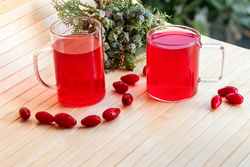 Red transparent Dogwood drink