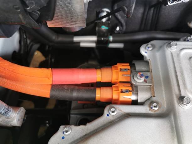 istock Orange main wire in an electric car 1630393553