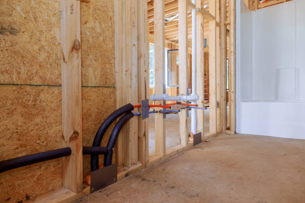 istock Rough plumbing with pvc waste water system for new home under construction 1630411843