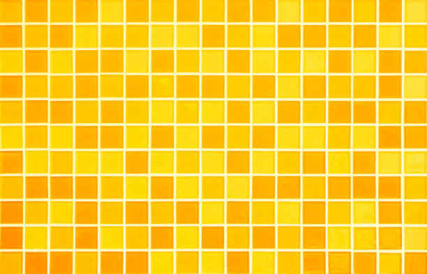 istock Orange ceramic wall chequered and floor tile bathroom background. Design geometric gray mosaic texture decoration bedroom. Simple seamless pattern grid for backdrop hospital wall, canteen and kitchen. 1630417107