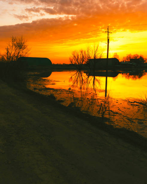 istock Crimson dawn over the lake landscape 1630420195