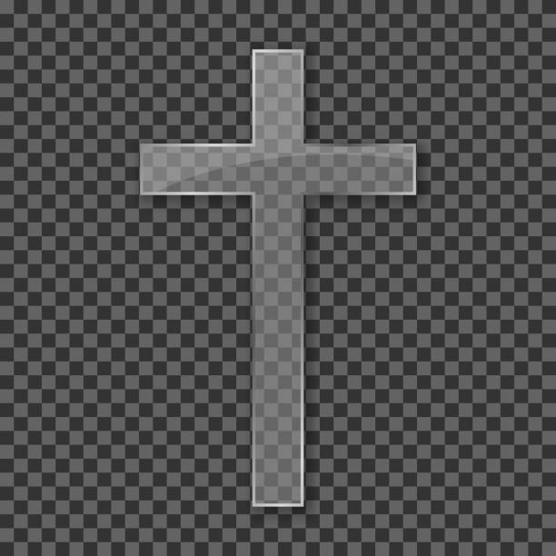 istock Christian cross on transparent background. Acrylic and glass texture  Realistic 1630427314