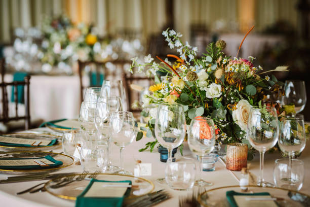 istock Beautiful fresh flower table decoration. Special table set up for a wedding party. 1630430463