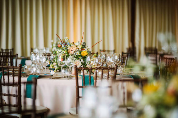 istock Beautiful fresh flower table decoration. Special table set up for a wedding party. 1630430514