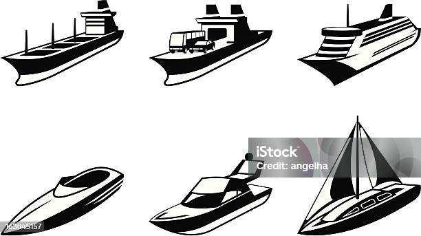 Mar Navios E Embarcações Em Perspectiva - Arte vetorial de stock e mais imagens de Barco de Cruzeiro - Barco de Cruzeiro, Silhueta, Aventura