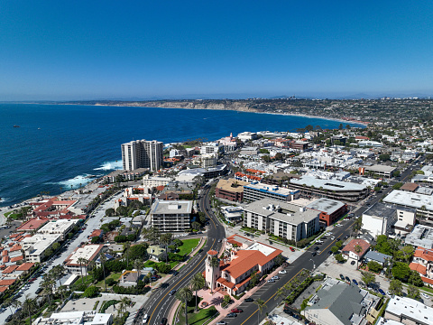 Aerial view of La Jolla town and beach in San Diego California. travel destination in USA