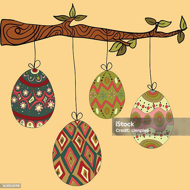 Ilustración de Tree Branch Huevos De Pascuas y más Vectores Libres de Derechos de Colgar - Colgar, Huevo de Pascua, Celebración - Acontecimiento