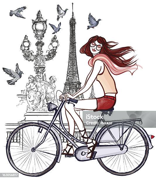 여자 On 알렉산더 3세 다리 파리 파리-일 드 프랑스에 대한 스톡 벡터 아트 및 기타 이미지 - 파리-일 드 프랑스, 여자, 패션