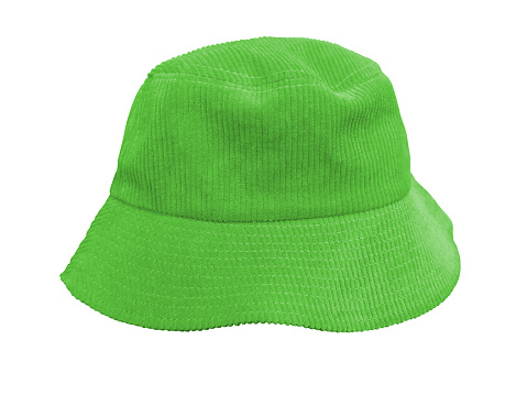 green bucket hat isolated on white background