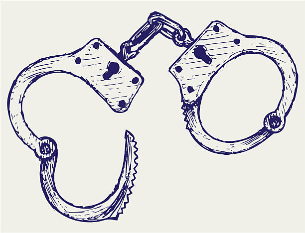 metalowych kajdanki - freedom legal system handcuffs security stock illustrations