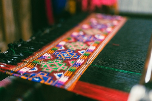 A Himachali Pattu traditional scarf made of thick material handcrafted to provide warmth in winter